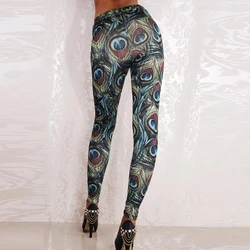 Peacock Fashion Women Ladies High Waist Beathable Elastic Leopard Print Leggings Workout Trousers Fitness Leggings Slim Pants