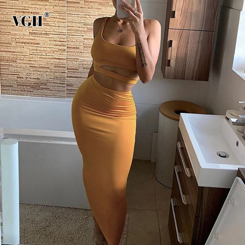 Женский комплект из двух предметов VGH укороченный топ без рукавов с квадратным