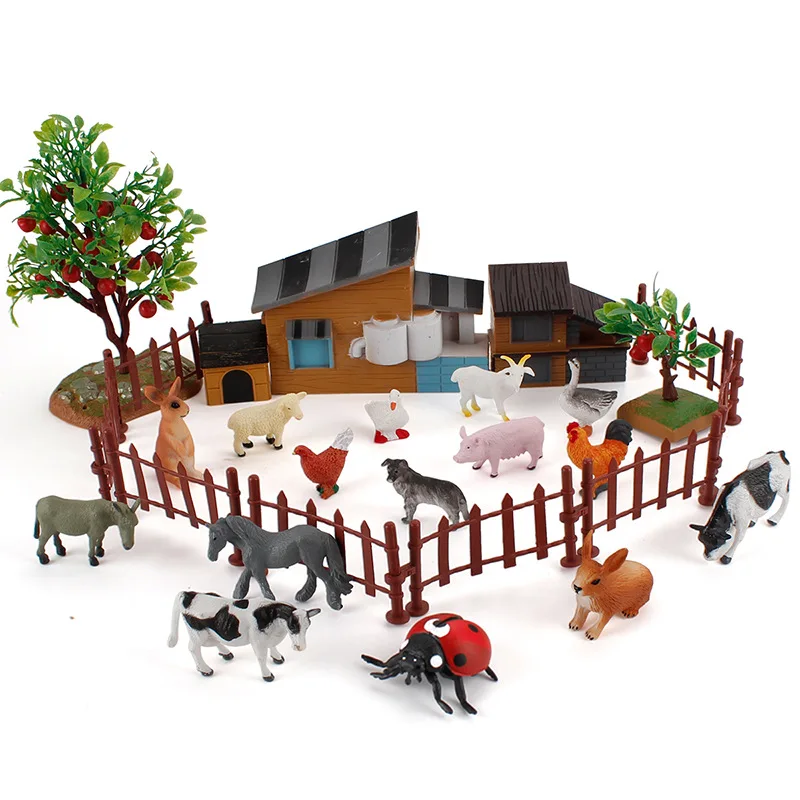 Farm play house toys diy sand table decoration tree animal model ranch scene set children's educational | Игрушки и хобби