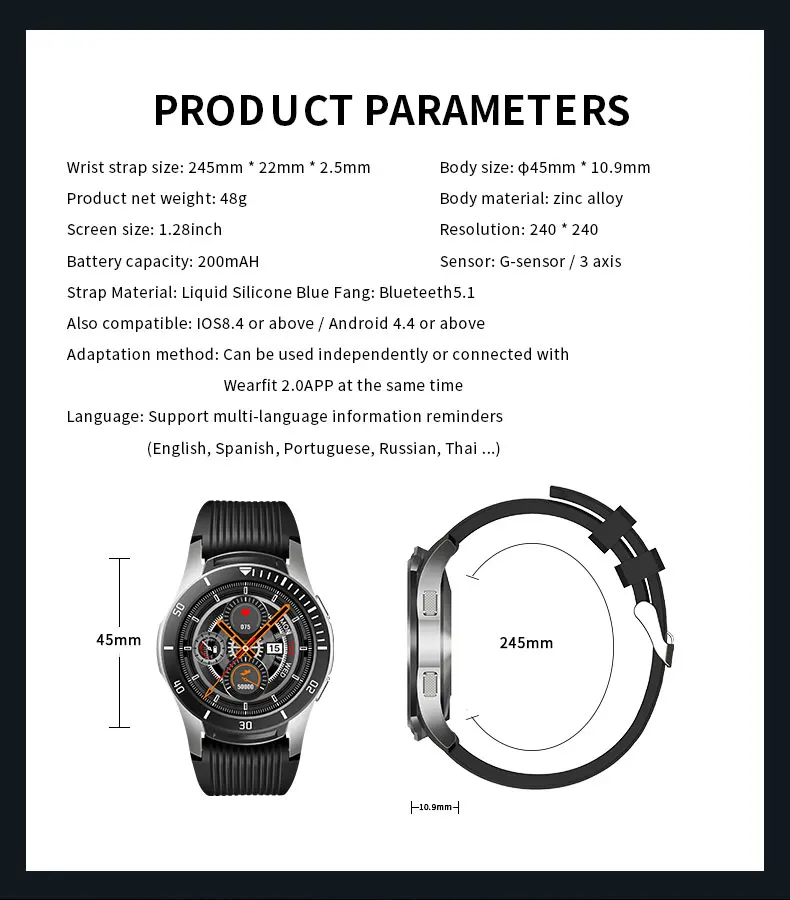 Смарт-часы Longet GT106, кровяное давление, монитор сна, фитнес-часы, водонепроницаемые, Bluetooth, напоминание о погоде, умные часы для спорта