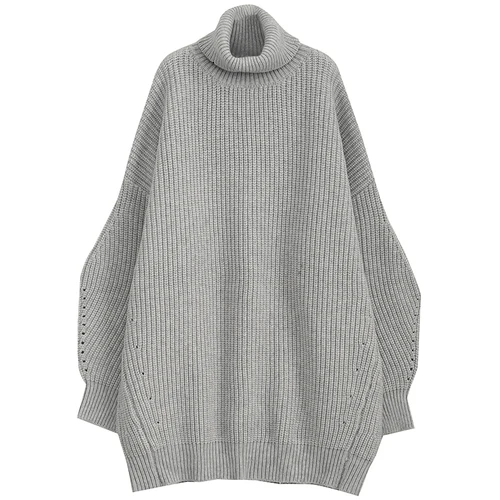 TVVOVVIN Europe Pullover Sweaters Women Turtleneck Winter New Fashion Ladies Sweaters Solid Color Women Clothing B256 - Цвет: grey