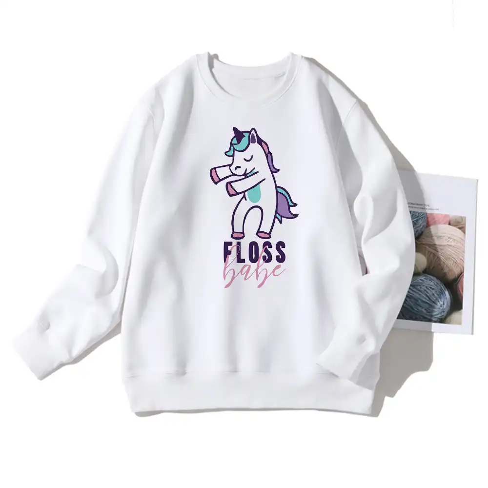 面白いユニコーンプリントパーソナライズデザイン女性スウェットy2kファッション新着オル服ロングプルオーバーパーカー パーカー スウェット Aliexpress