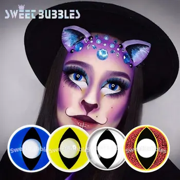 

SweetBubbles Cat Eye Halloween Contact Lenses White Blue Yellow Red Color Eye Lens 2pcs/pair