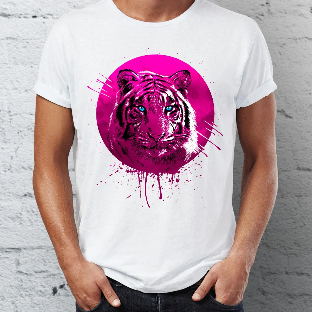 

Men's T Shirt Pink King Of The Jungle Tiger Art Awesome Tee
