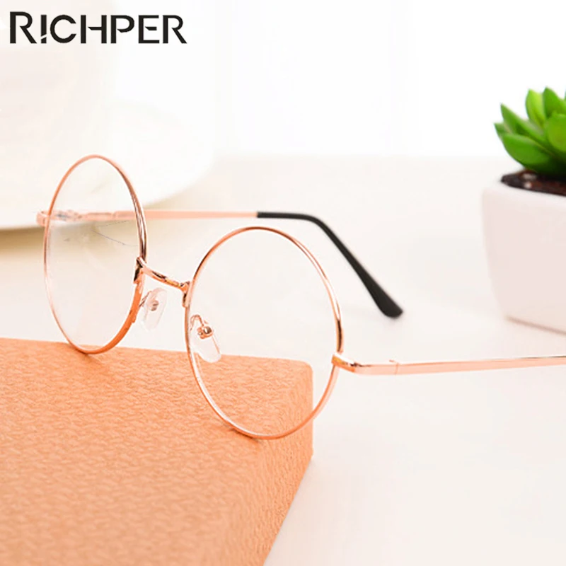 RICHPER Ретро Классическая Золотая оправа для очков модная мужчин и женщин круглая