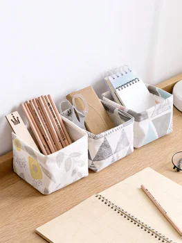

Vanzlife Fabric Desktop Stationery Storage Box Tea Table Remote Control Sundries Basket Dressing Cosmetics Finishing