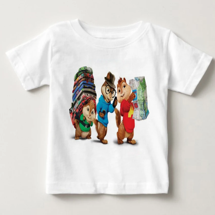 

Summer T-shirts with Three Squirrel Patterns Boys and Girls Wear Casual Fashion In Summer Short-sleeved T-shirts for Children
