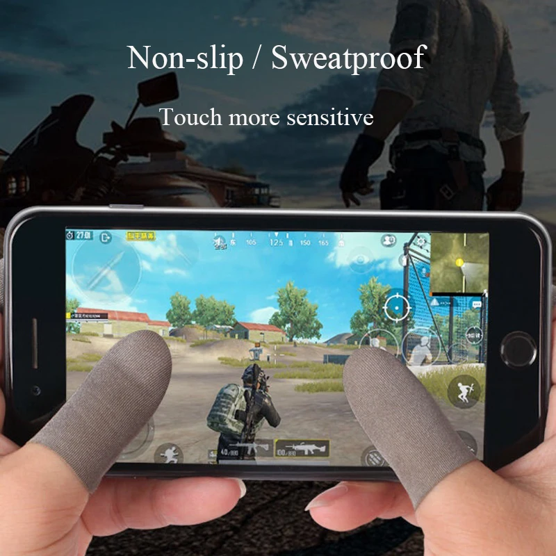 

1 Pair Breathable Game Controller Finger Cover Sweat Proof Gaming Finger Gloves Non-Scratch Sleeve Sensitive Nylon Mobile Touch