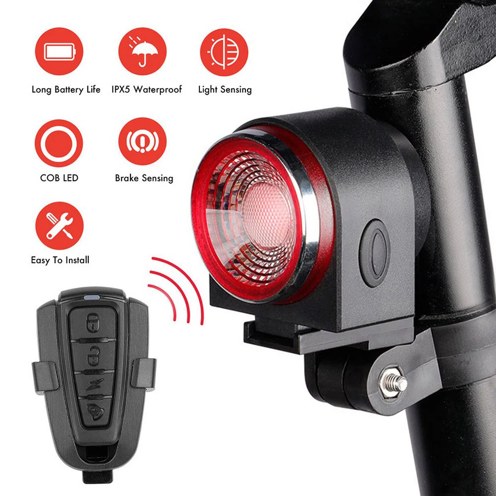 

New USB Wireless Charging Remote Control Bicycle Taillight Tail Light Brake Detected Saddle Rail Bike Light Visual Warning Alarm