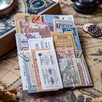 

400 Sheets/Lot Retro Classic Ticket Material Package Vintage Old Bill Collection Memo Note Paper Stickers For Tags Scrapbooking