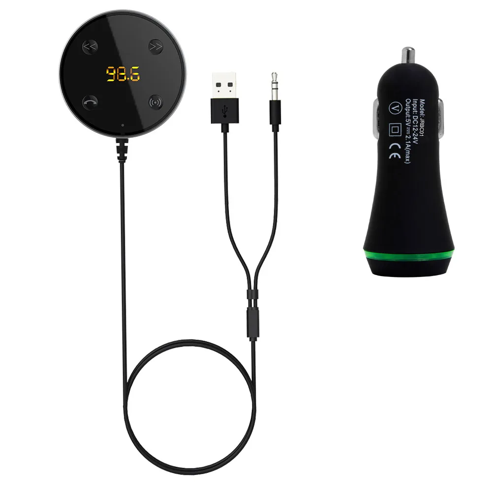 2 в 1 JRFC02 Bluetooth 3,0 fm-передатчик AUX аудио приемник Hands Free 3,5 мм двойное зарядное устройство USB быстрое зарядное устройство автомобильные аксессуары# Ger