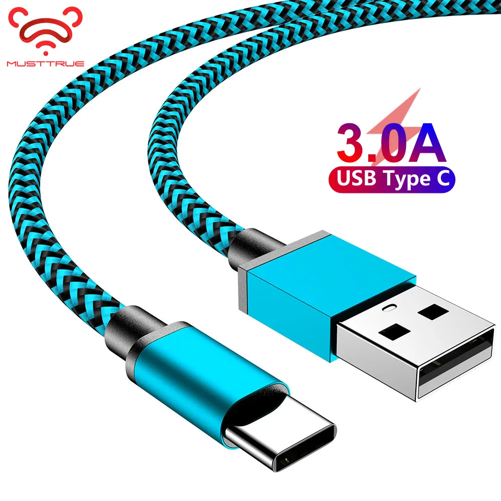 MUSTTRUE кабель usb type C с нейлоновой оплеткой для xiaomi redmi note 8 Быстрая зарядка type-c для samsung s9 a70 USB C кабель для передачи данных