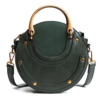 

Winter Fashion Round Handbag Women Handbag Rivet Summer Lady Fashion Shoulder Messenger Bag Luxury Designer Leather Women Bag