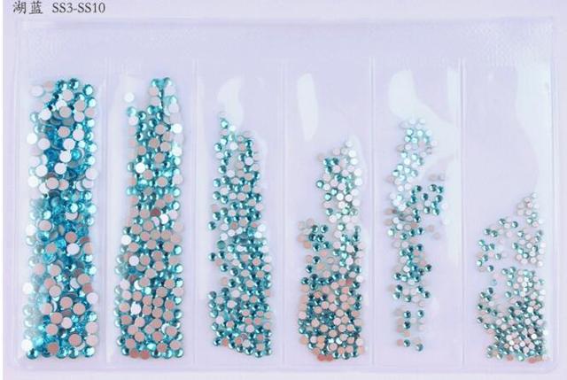 Colors Nail Rhinestones 1 Pack 1 Bag about 1440 PCS Mixed Size Round Flat-back AB Crystal/Rhinestone