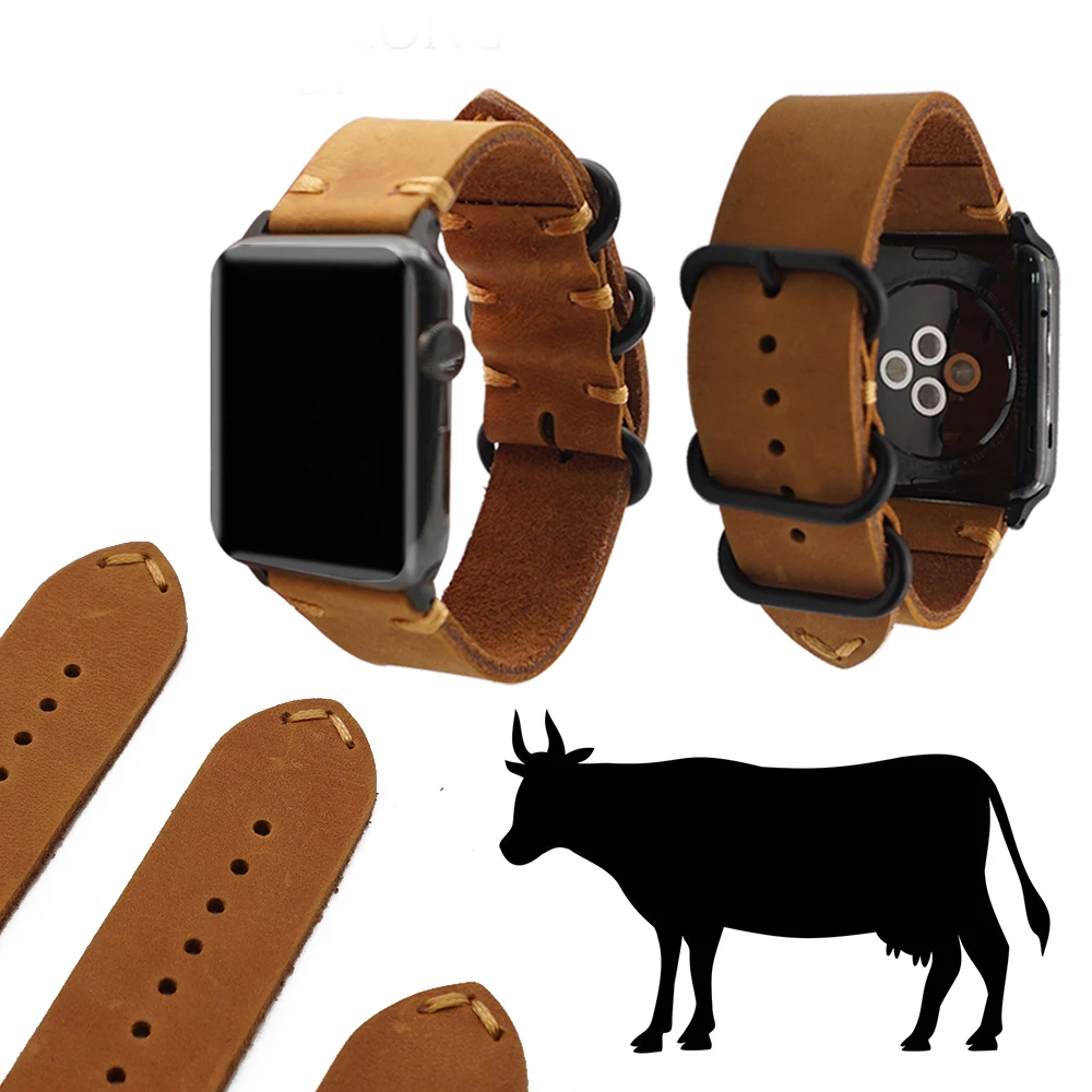 Hot Sell Leather Watchband for Apple Watch Band Series 5/3/2/1 Sport Bracelet 42 mm 44mm Zulu Strap For iwatch 4 Band