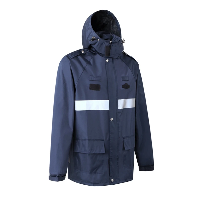 

Reflective Rain Suit Hooded Long Sleeve Jacket Pants Kit High Visibility Traffic Safety Warning Raincoat Rainwear Suit