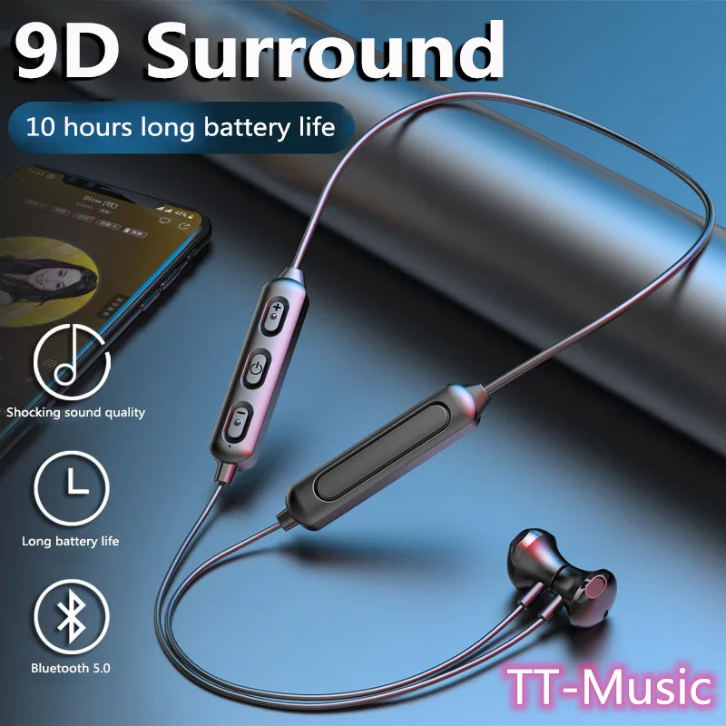 Inalámbrico de deporte auriculares cuello-estilo auriculares Bluetooth magnéticos cuello colgante Bluetooth 5,0 en-oído Auriculares auriculares para correr