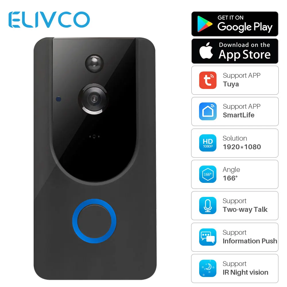 USA Smart WiFi Wireless Doorbell Video Intercom Camera Record Home Security Bell