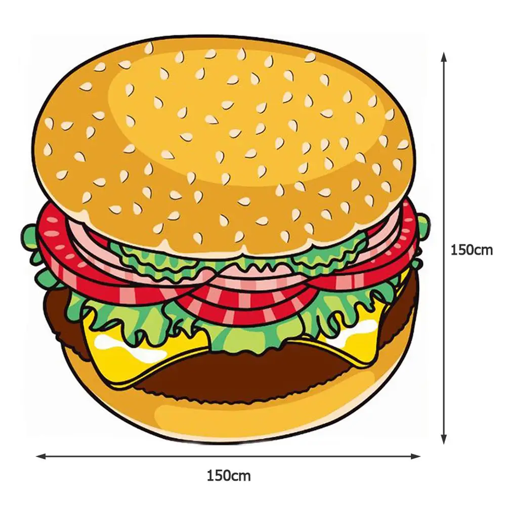 Hamburger01 Полиэфирный пляжный гобелен, коврик для пикника с фруктовым принтом гамбургера, пляжное одеяло для походов на открытом воздухе, туристический коврик для кемпинга, Feminina - Цвет: Hamburger01