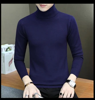 

New Men's Long Sleeve Knit Turtleneck Sweaters Fashion Casual Winter Warm Sweater Pullover