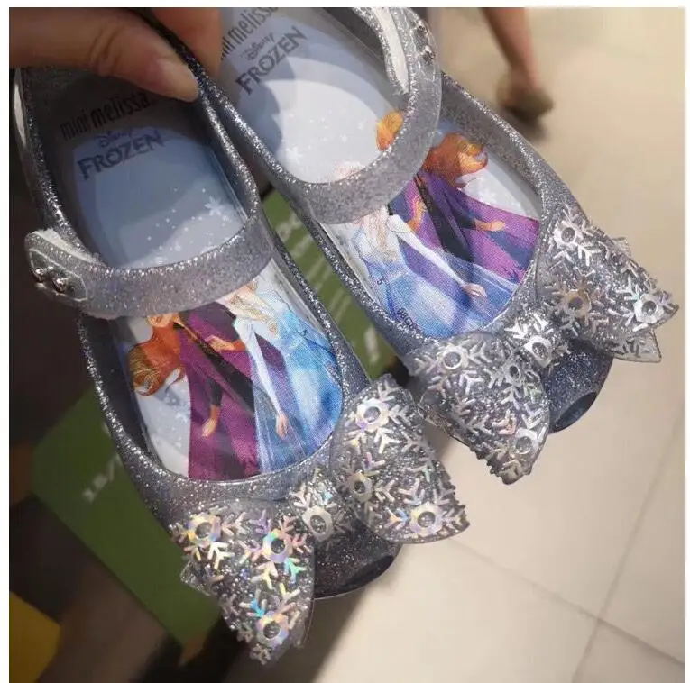 Mini Melissa congelado princesa Girls sandalias niños zapatos de gelatina niños chica grande zapatos color caramelo brillante Elsa cristales sandalias