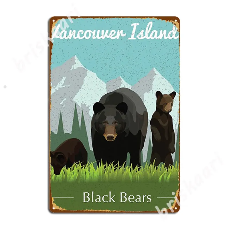 Vancouver Island Black Bear Illustration Metal Signs Wall Decor Design Kitchen Wall Pub Tin Sign Poster