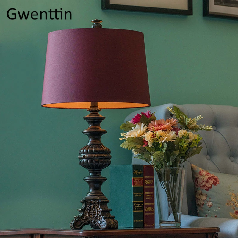 

European Vintage Resin Table Lamps for Living Room Luxury Desk Light Fixtures Led Stand Lights Bedroom Reading Study Home Decor