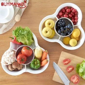 

OUYIMANDE Creative Triangle Hot Pot Platter Drain Double Plastic Lazy Fruit Plate Fruit Basket Household Storage Basket