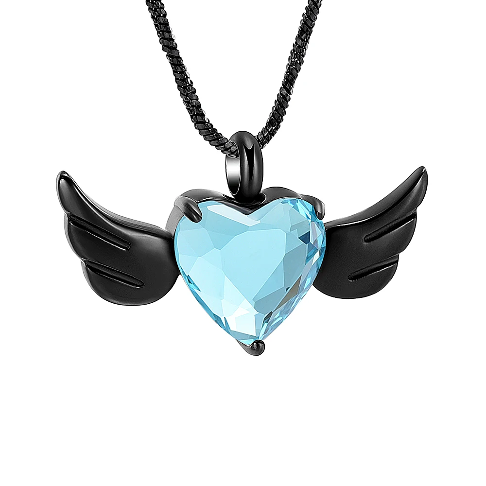 

Cremation Jewelry for Ashes Angel Wings with Crystal Heart Urn Necklace for Ashes Keepsake Memorial Ash Jewelry Urn Jewelry