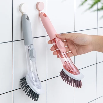 

Kitchen Cleaning Brush Long Handle Automatic Liquid-filled Washing Dual-purpose Dish Washer Multi-function Brush