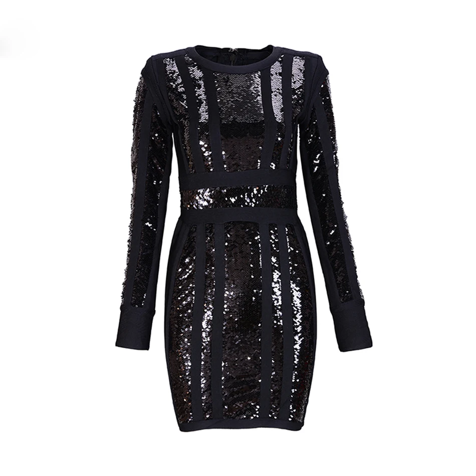 2017-new-arrival-Spring-Dress-Women-runway-Bandage-Dress-Long-Sleeves-O-neck-Beige-black-sexy