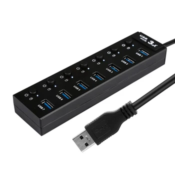 

High Speed PC Laptop Splitter Office With LED Indicator Charging Dock Data Transmission Power Adapter Extension USB Hub 7 Ports