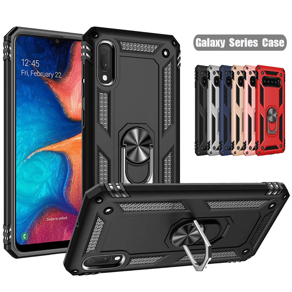 

case for Samsung Galaxy Note 10+ 9 8 S10 S8 S9 S10e A70 A10 A60 M30 ring holder stand hybrid armor cover A6 Plus A8 A9 2018 Note10 5G S10+ A20 A30 A40 A50 M10 M20 m30 A7 A750 A750F