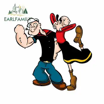 

EARLFAMILY 13cm x 13cm for Popeye and Olive Wars Motorcycle Decal Vinyl Window Bumper Decoration Cartoon Car Stickers