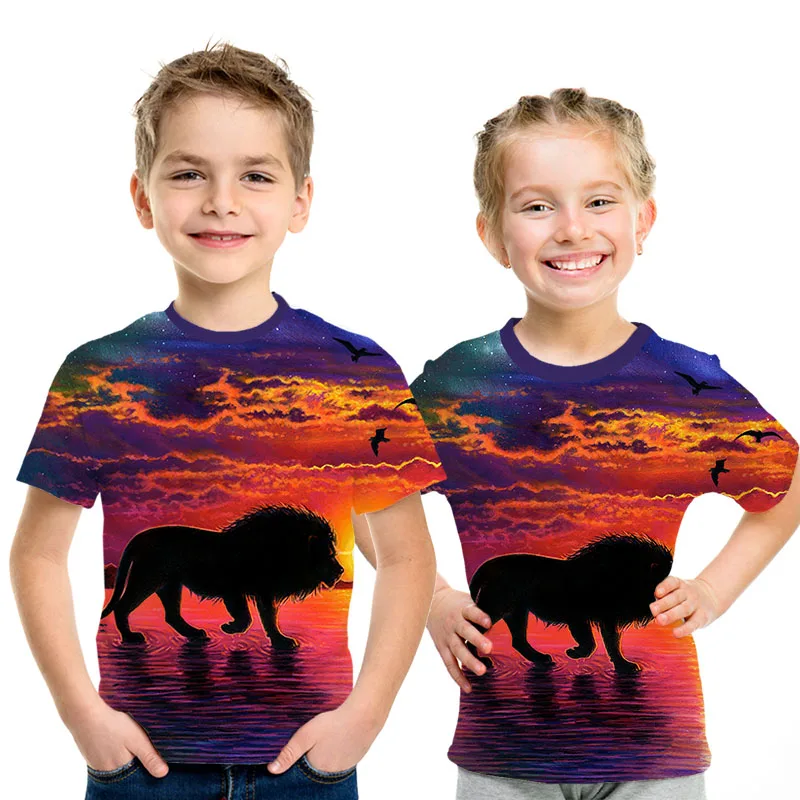 2019 Детские футболки, наряд для родителей и ребенка, для мальчиков и девочек 3D Тигр orWolf футболки с изображением Льва бейсболка хип-хоп