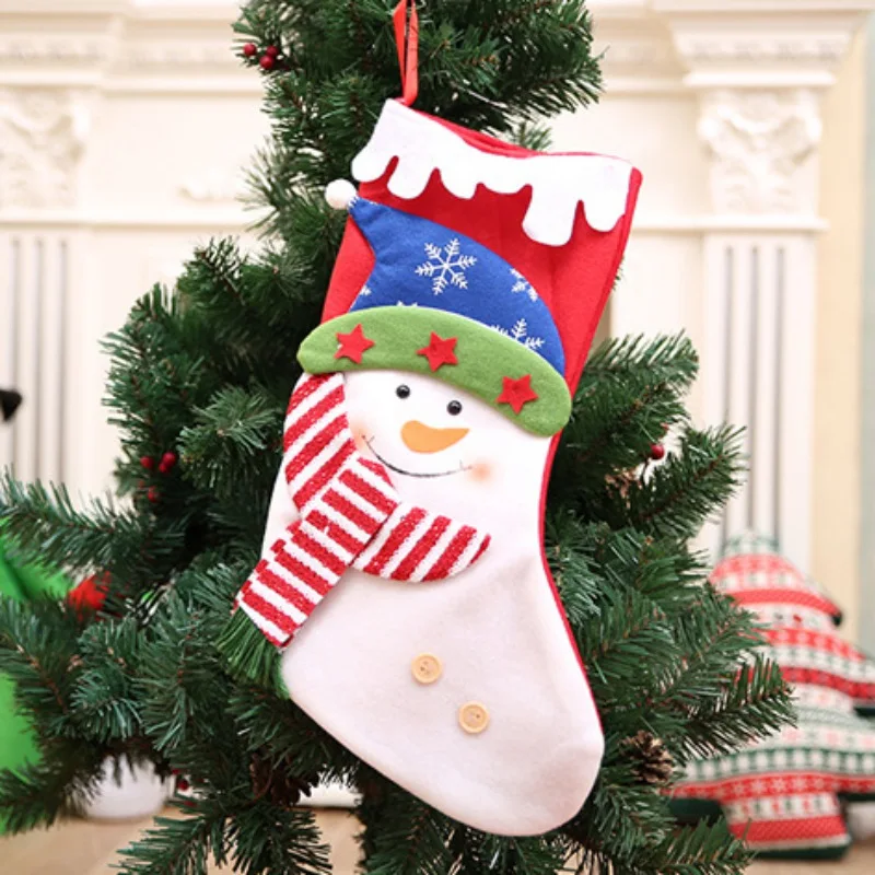 

Christmas Stocking Santa Claus Sock Gift Bag Kids Xmas Decoration Candy Bag Bauble Christmas Tree Ornaments Supplies Stocking