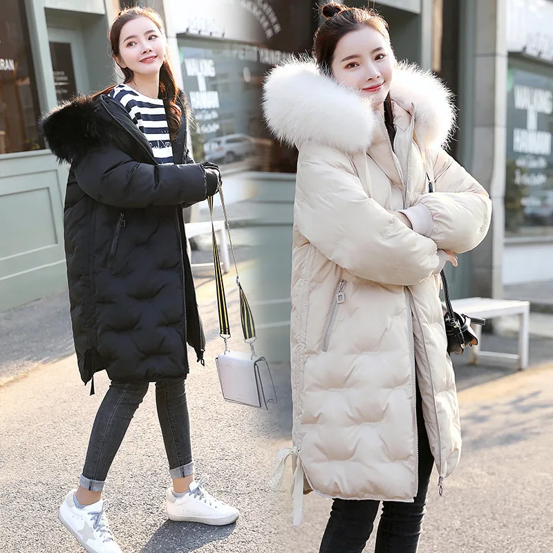 

Long Sleeve Cotton-padded Clothes Hooded Mid-length 2019 Winter Fashion Comfortable Simple Cool Zipper WOMEN'S Cotton Clothes