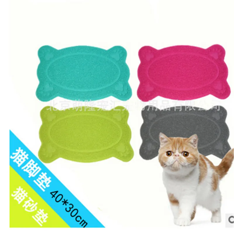 cat head shape Собака питомец вода еда блюдо лоток кошка миска коврик подстилка протрите чистый пол ПВХ - Габаритные размеры: cat head shape