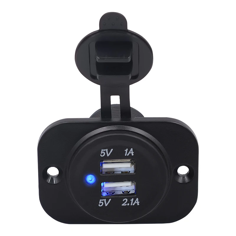 100pcs Высокое качество Dual USB автомобиля 12V Мотоцикл Грузовик прикуриватель мобильного телефона Зарядное устройство гнездо черный