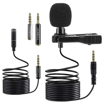 

3.5mm Wired Tie Clip Microphone Live Streaming Broadcast Omnidirectional Capacitive Mini Audio Mic for Computer Phone Camera