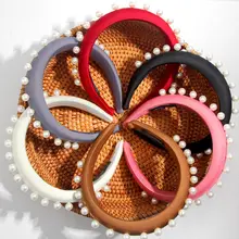 Flatfoosie модные жемчужные повязки ручной работы для женщин Свадебные аксессуары для волос и головы повязка на голову 3 см широкие обручи для волос девочек