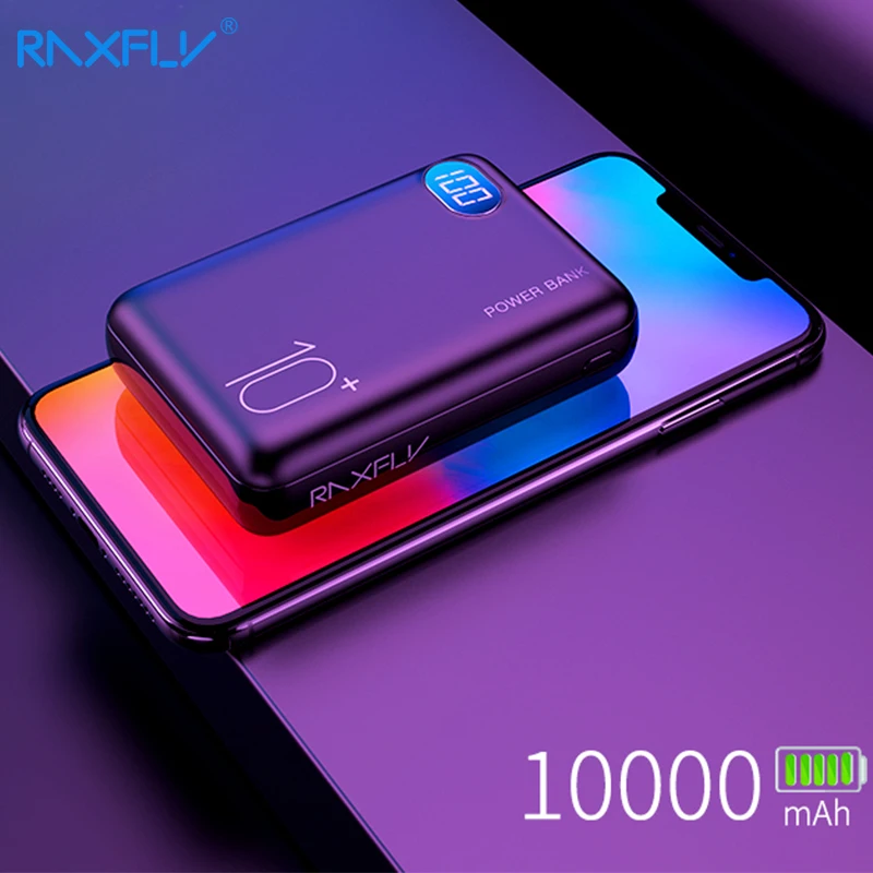 

RAXFLY Power Bank 10000mAh Portable USB PoverBank External Mobile Battery Fast Charger for iPhone 11 8 Xs Mini Powerbank Xiaomi