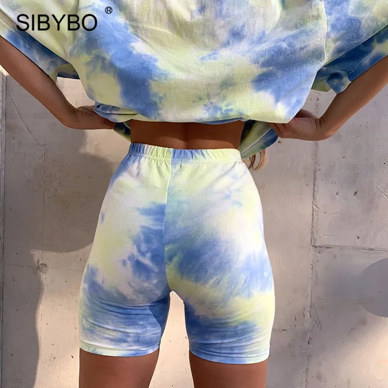 Женский Повседневный комплект Sibybo футболка с коротким рукавом и шорты в