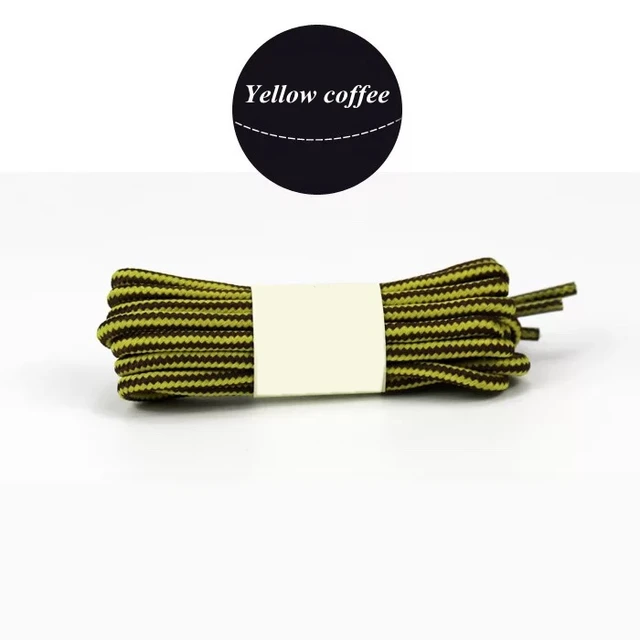 1 Pair 18 Colors Striped Double Color Shoe laces Round Outdoor Sneakers Shoelaces Cotton Boots Shoelace 70CM 90CM 120CM 150CM Yellow coffee