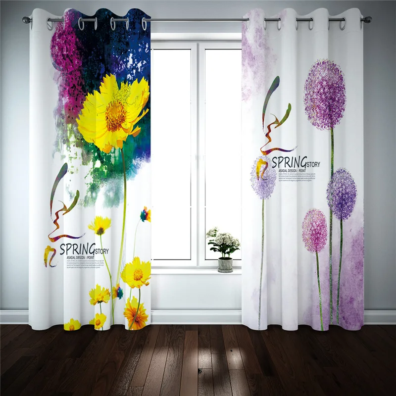 Living Room Bedroom Curtain 3D Window Dandelion flower Customize Roll Curtains | Дом и сад