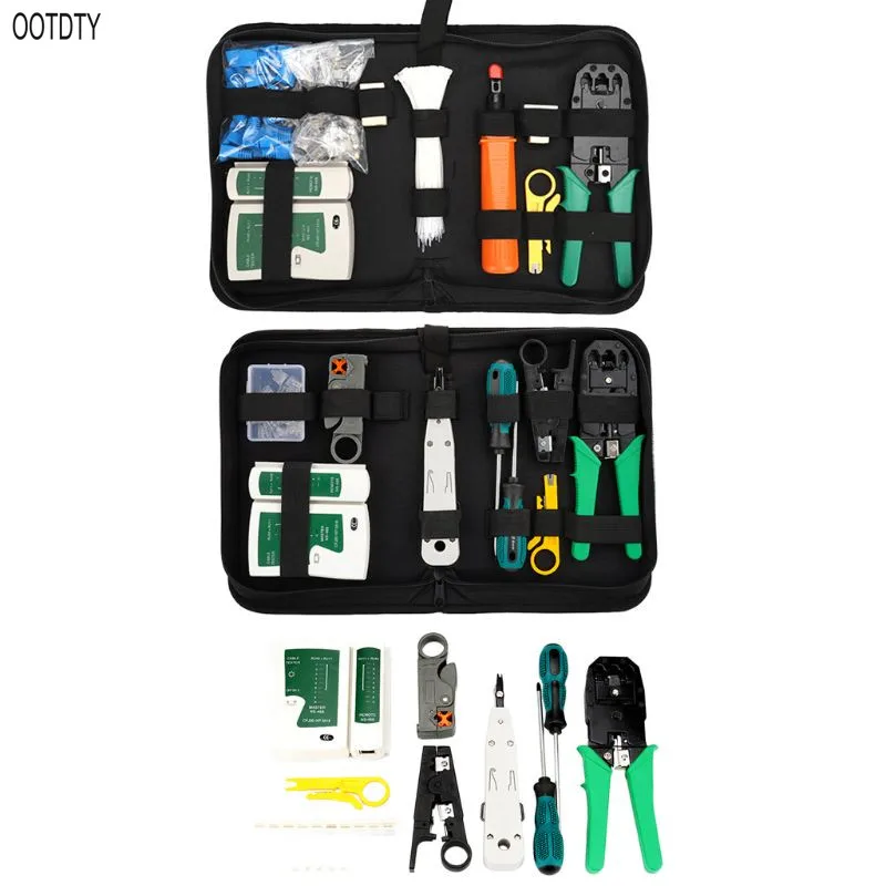 

OOTDTY 10/12pcs RJ45 RJ11 RJ12 Portable LAN Repair Tool Kit Cable Tester Plier Crimp Crimper Plug Clamp