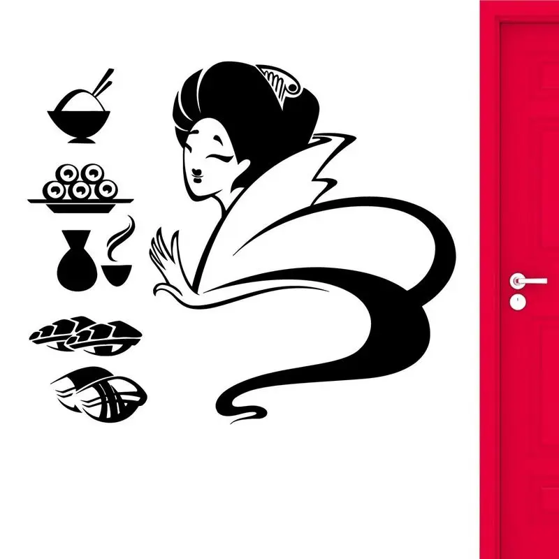 Sushi Wall Sticker Restaurant Japanese Food Decal Poster Vinyl Art Decals Decor Mural Decoration Bar Glass | Дом и сад