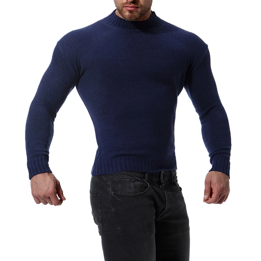 

Sweater Men Autumn/winter 2018 Men's High-necked Slim Base Sweater Knit Sweater
