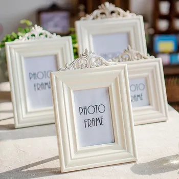 

3/5/6/7inch White Carved Photo Frames Home Decor Retro Wooden Wedding Couple Pictures Frames Gift Ornaments High Quality