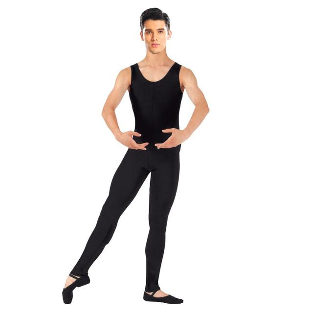One Piece Black Tank Unitard Men Ballet Sleeveless Full Body Tight Jumpsuit Unitards Dance